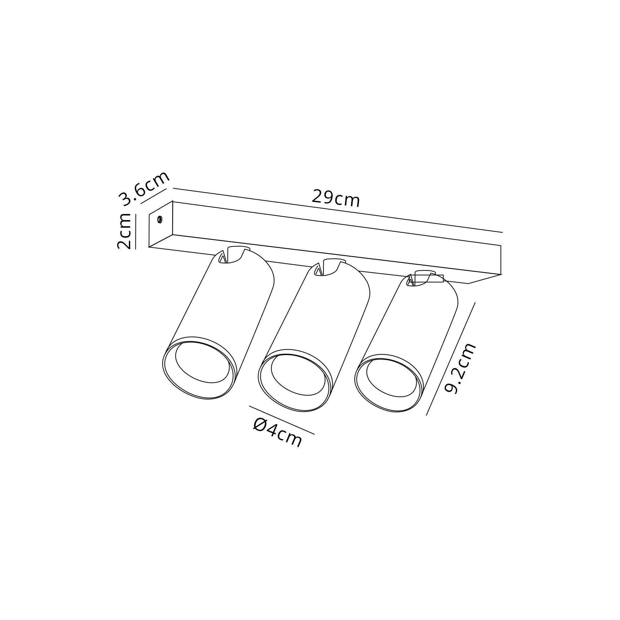 M9179  Nazare Linear 3 Light Spotlight GU10 Mini (Max 12W), Matt Black